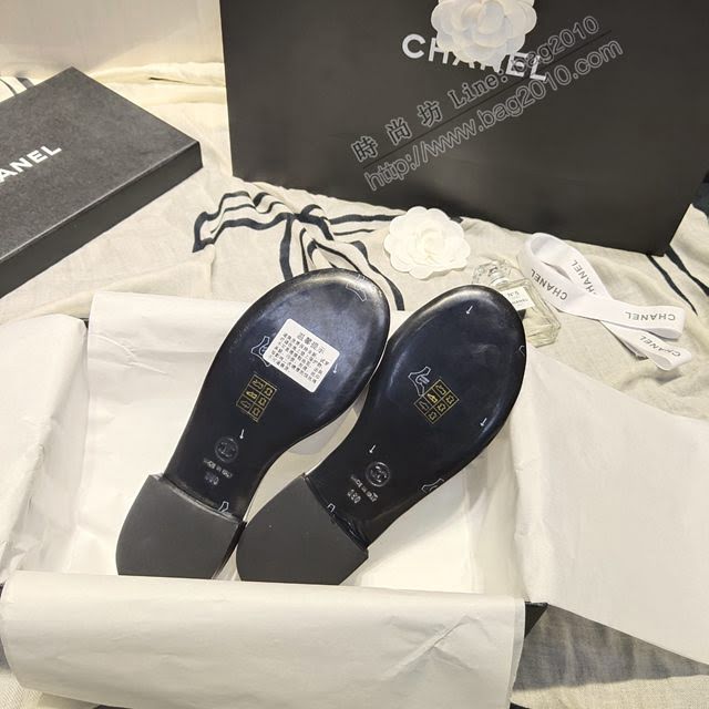 Chanel女鞋 香奈兒2020ss春夏新品一字logo拖鞋  naq1206